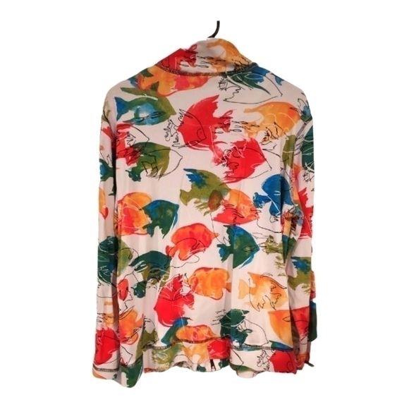 Chico's colorful tropical fish print Business Casual Jacket sx 2 M - Picture 4 of 8